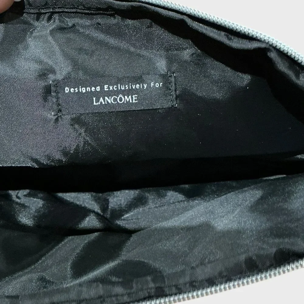 Lancôme Patent Floral Makeup Bag Cosmetic Pouch Travel Case Black Pink